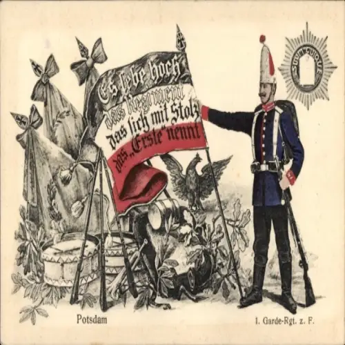 Ak Potsdam, 1. Garde-Regiment zu Fuß, Soldat mit Fahne