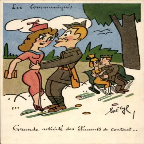 Künstler Ak Cyl, Luc, Les Communiqués, Grande activité des éléments de contact, Humor