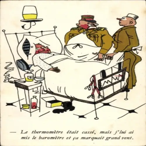 CPA Le thermomètre était cassé, mais j'lui ai mis le baromètre et ça marquait grand vent, Humor