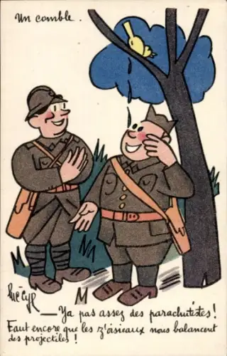 Künstler Ak Cyl, Luc, Un comble, Ya pas assez des parachutistes, Humor