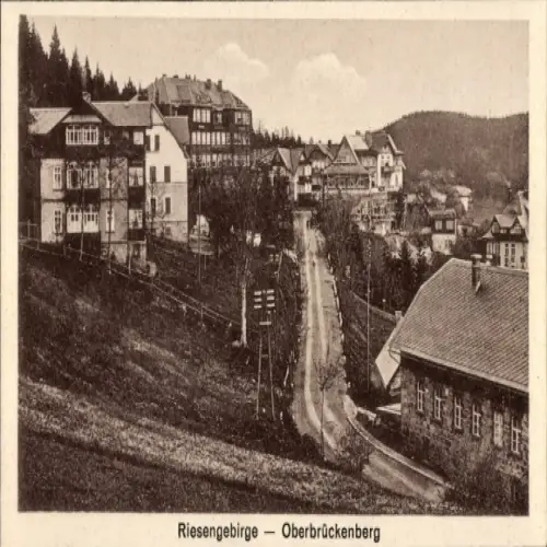 Ak Karpacz Górny OberBrückenberg Krummhübel Riesengebirge Schlesien, Teilansicht