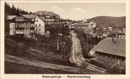 Ak Karpacz Górny OberBrückenberg Krummhübel Riesengebirge Schlesien, Teilansicht