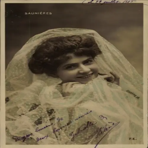 Ak Varieté Künstlerin Saunières, Portrait