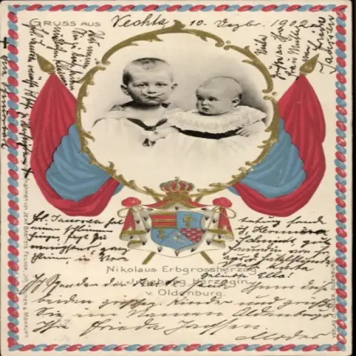 Präge Wappen Ak Nikolaus Erbgroßherzog von Oldenburg, Herzogin von Oldenburg