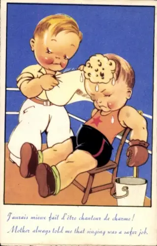 Künstler Ak Boxkampf, Boxer im Ring, J'aurais mieux fait d'être chanteur..
