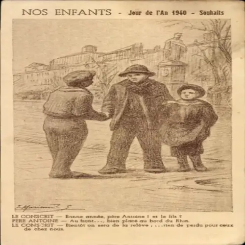 Künstler CPA Mariaud, Nos Enfants, Jour de l'An 1940, Souhaits