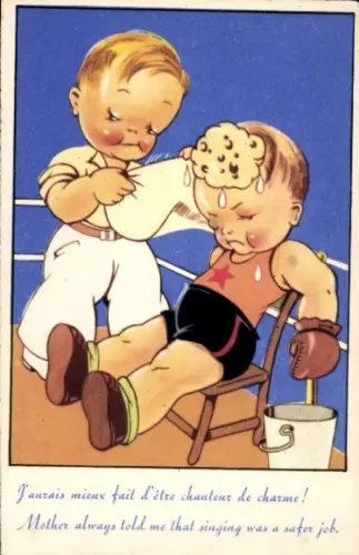 Künstler Ak Boxkampf, Boxer im Ring, J'aurais mieux fait d'être chanteur..