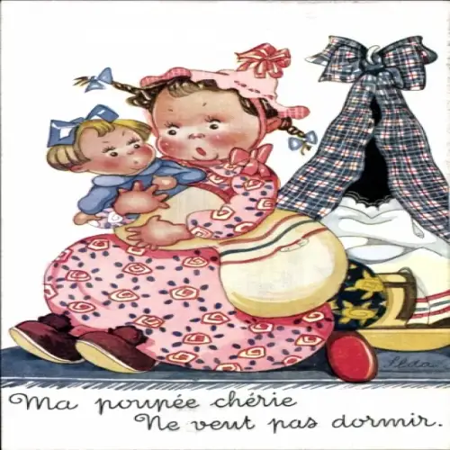 Künstler Ak Ma poupée chérie, ne veut pas dormir, Mädchen mit Puppe