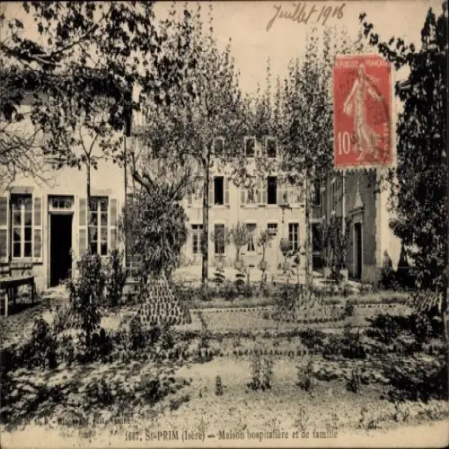 Ak Grenoble Isère, Haus mit Garten, 1916, Hospital für Familien, alte Architektur