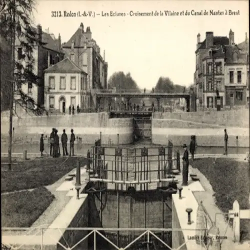 Ak Redon Ille et Vilaine, Les Ecluses, Croisement der Vilaine, Canal von Nantes nach Brest