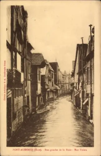 Ak Pont Audemer Eure, Bras gauche de la Risle, Rue Thiers