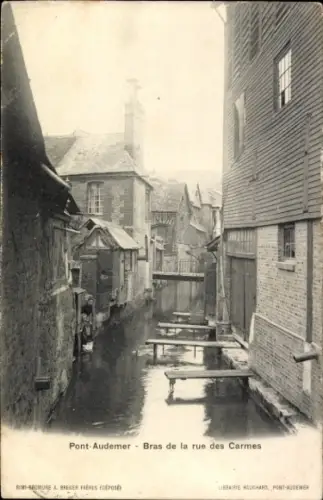 Ak Pont Audemer Eure, Bras de la rue des Carmes
