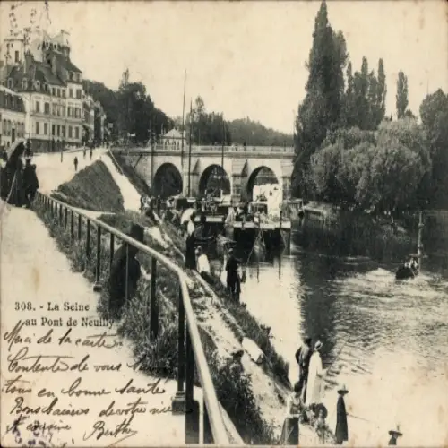 Ak Neuilly sur Seine Hauts de Seine, Teilansicht, Brücke