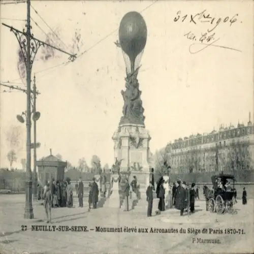 CPA Neuilly sur Seine, Monument éléve aux Aéronautes
