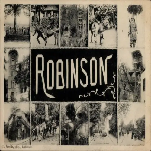 Ak Robinson Loiret, Esel, Aussichtsturm, Reiter, Straßenpartie