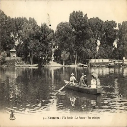 Ak Nantes Loire Atlantique, Kanu auf dem Wasser, Baumlandschaft, Künstlerische Ansicht