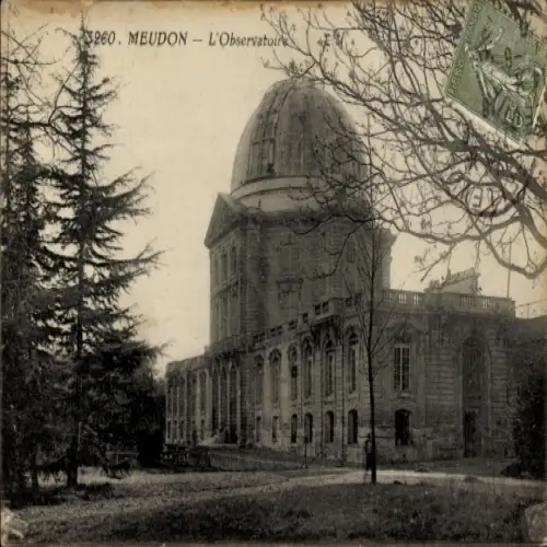 Ak Meudon Hauts de Seine, Observatorium,  Architektur, Bäume, schwarz-weiß