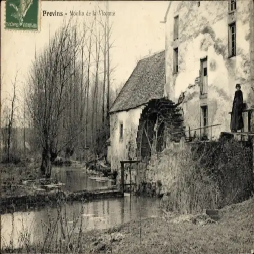 Ak Provins Seine et Marne, Wassermühle, Fluss, Baumreihe,  Architektur,  aus Frankreich