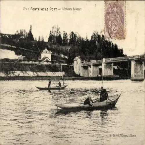 Ak Fontaine le Port Seine et Marne, l'echeurs heureux
