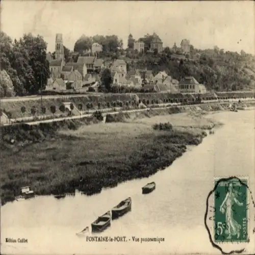 CPA Fontaine le Port Seine et Marne, vue panoramique