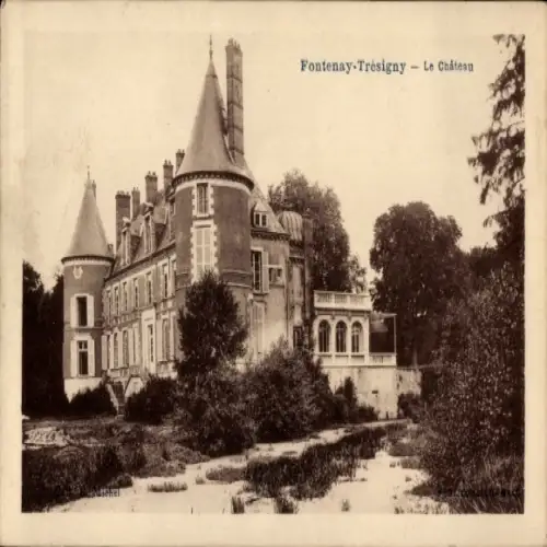 Ak Fontenay en Brie Fontenay-Trésigny Seine et Marne, Schloss mit Türmen, Garten,  Architektur