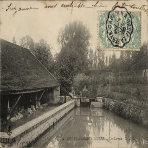 CPA Gretz Armainvilliers Seine et Marne, Le Lavoir