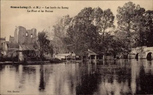 CPA Grez-sur-Loing Seine-et-Marne, Le Pont et les Ruines