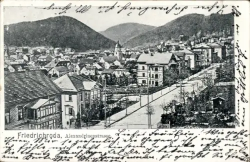 Ak Friedrichroda im Thüringer Wald, Stadtansicht von  Alexandrinenstraße, Berge im Hintergrund