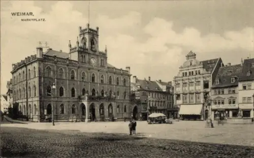 Ak Weimar in Thüringen, Marktplatz mit Rathaus