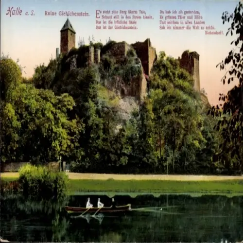 Ak Giebichenstein Halle an der Saale, Burgruine Giebichenstein, Saale, idyllische Landschaft, Pär