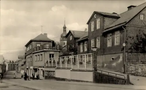 Ak Probstzella in Thüringen, Stadtansicht, Oberstraße, Historische Architektur, Schwarz-Weiß-Foto