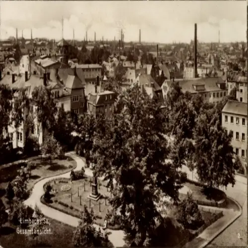Ak Limbach Oberfrohna in Sachsen, Gesamtansicht, Stadtansicht,  Architektur, Grünflächen