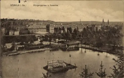 Ak Döbeln in Sachsen,  Bürgergarten, Kaserne