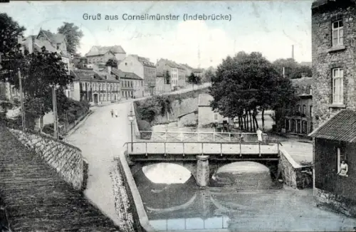 Ak Cornelimünster Kornelimünster Aachen, Gruß aus  Indebrücke, Wasserweg, Brücke,  Architektur