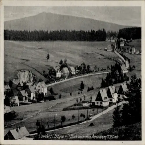 Ak Carlsfeld Eibenstock im Erzgebirge, Carlsfeld Erzgebirge, Blick auf Auersberg, Häuser, Landsch