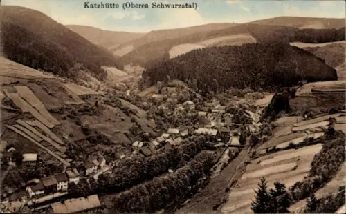 Ak Katzhütte im Schwarzatal, Landschaftspanorama, Gebäude, Waldgebiet, nmotiv