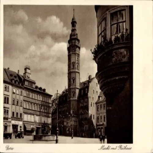 Ak Görlitz in der Lausitz, Markt mit Rathaus, Stadtansicht, Uhrturm,  Architektur