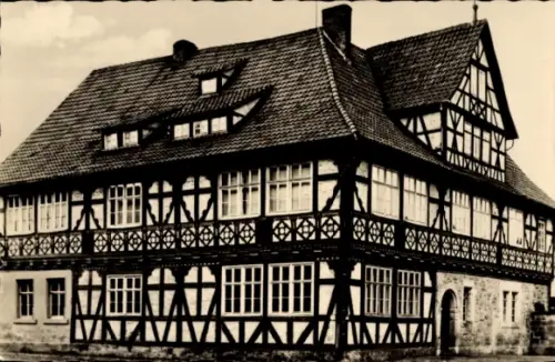 Ak Themar Thüringen, Landambulanz, Fachwerkhaus