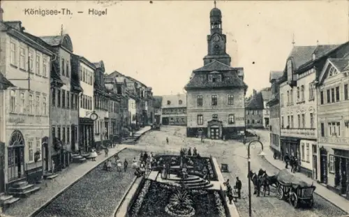 Ak Königsee in Thüringen, Hügel, Rathaus, Platz, Geschäfte