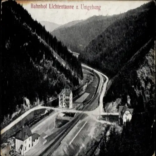 Ak Lichtentanne Sachsen, Bahnhof  Umgebung, Landschaft, Bahngleis