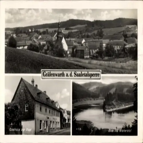 Ak Gräfenwarth Schleiz, Bleilochsperre, Gräfenwarth, Gasthaus zur Post, Blick ins Wetteratol, K12