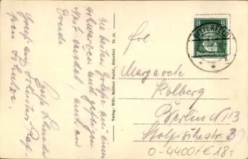 Ak Bitterfeld in Sachsen Anhalt, Stadtansicht, Lindenstraße, Gedichttext,  Architektur