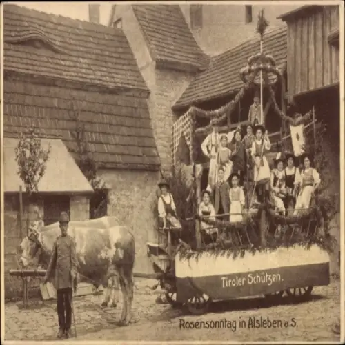 Ak Alsleben an der Saale, Rosensonntag, Festwagen Tiroler Schützen