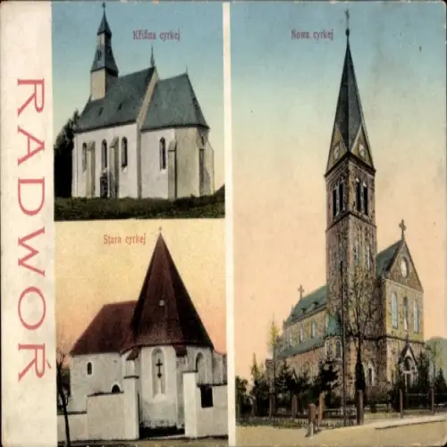 Ak Radwor Radibor in Sachsen, Neue und Alte Kirche, Kreuzkirche