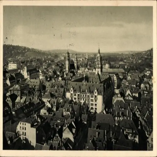 Ak Stuttgart in Württemberg, Aussicht vom Tagblatt-Turm, Altstadt, moderne Bauten, Stuttgart