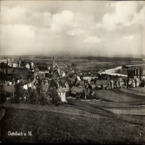 Ak Dettelbach am Main Unterfranken, Stadtansicht, Fluss, Gebäude, Landschaft
