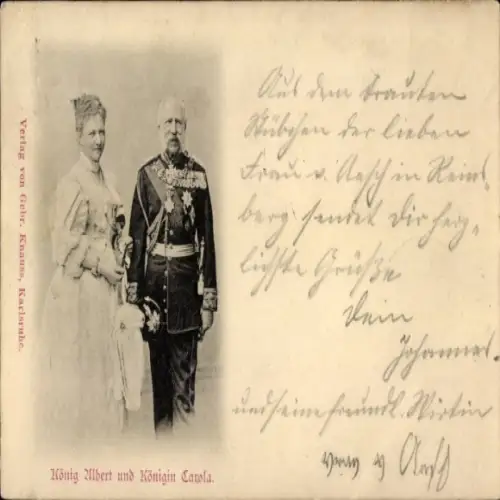 Ak Mylau Reichenbach im Vogtland, König Albert und Königin Carola, Portrait, Grüße.