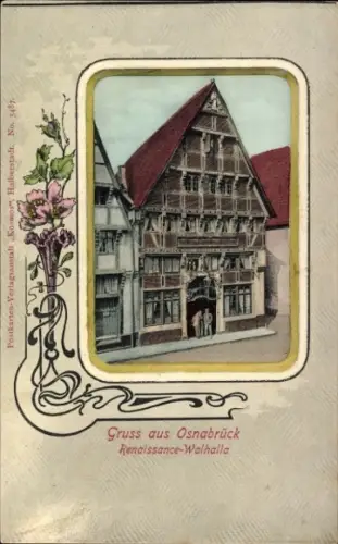 Jugendstil Passepartout Ak Osnabrück in Niedersachsen, Renaissance-Haus Walhalla