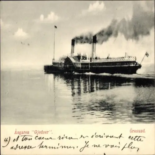 Ak Schweden, Dänemark, Fährschiff Gjedser auf dem Öresund