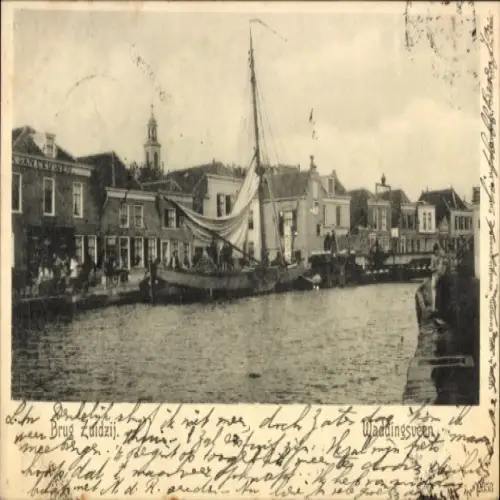 Ak Waddinxveen Südholland, bei der Brücke an der Südseite